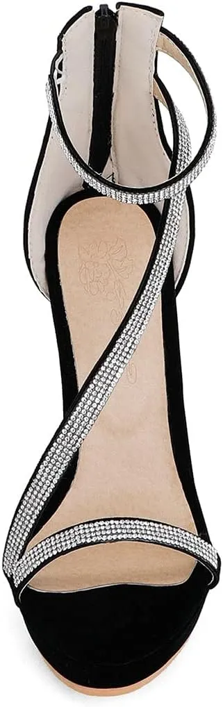 Meefit Women Sparkly High Heel Sandals Open Toe Stiletto Platform Glitter Sandals