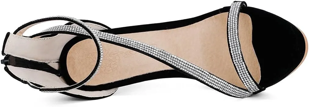 Meefit Women Sparkly High Heel Sandals Open Toe Stiletto Platform Glitter Sandals