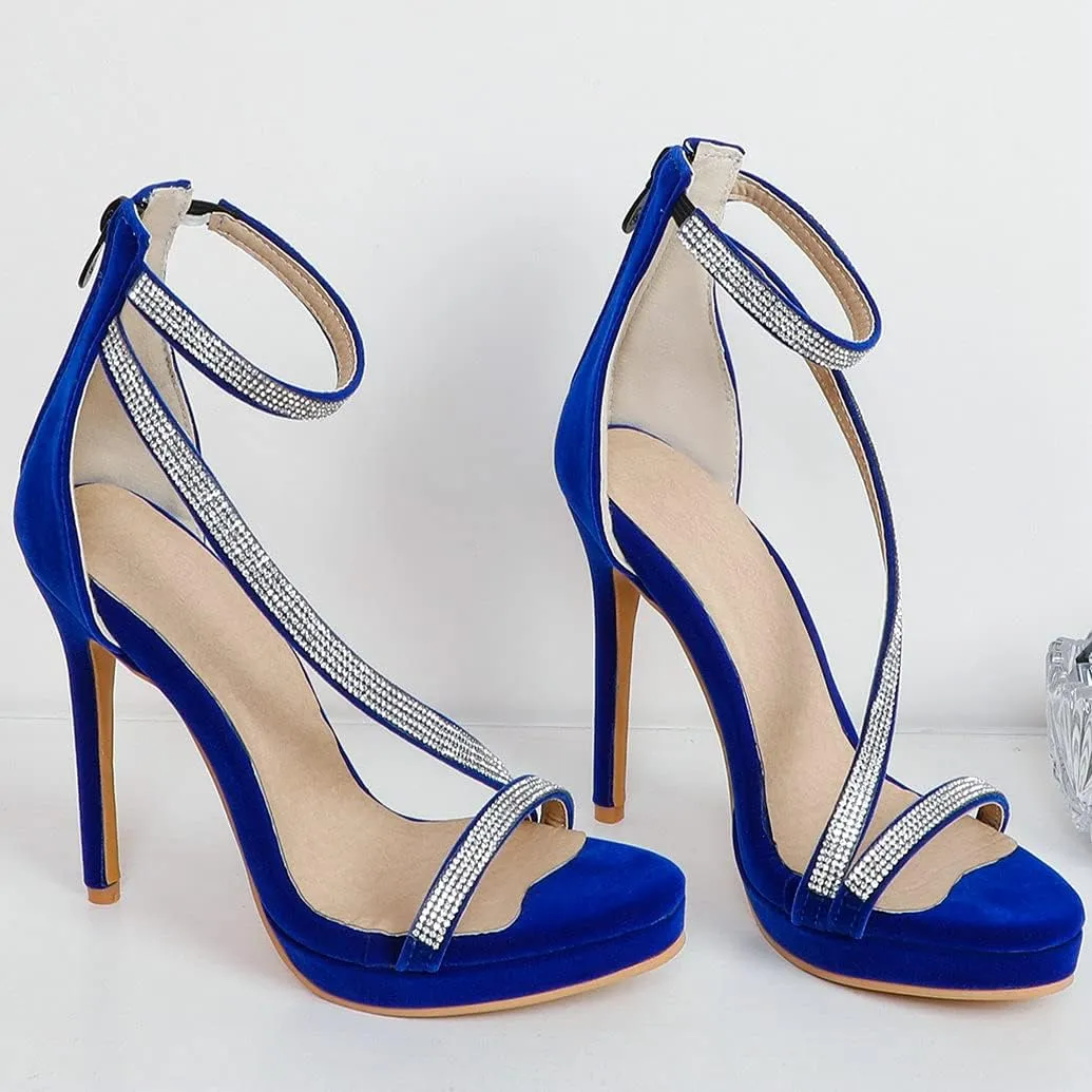 Meefit Women Sparkly High Heel Sandals Open Toe Stiletto Platform Glitter Sandals
