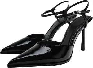 Meefit Women Stiletto Platform Pumps Patent Leather Ankle Strap Floral Print Pumps High Heels