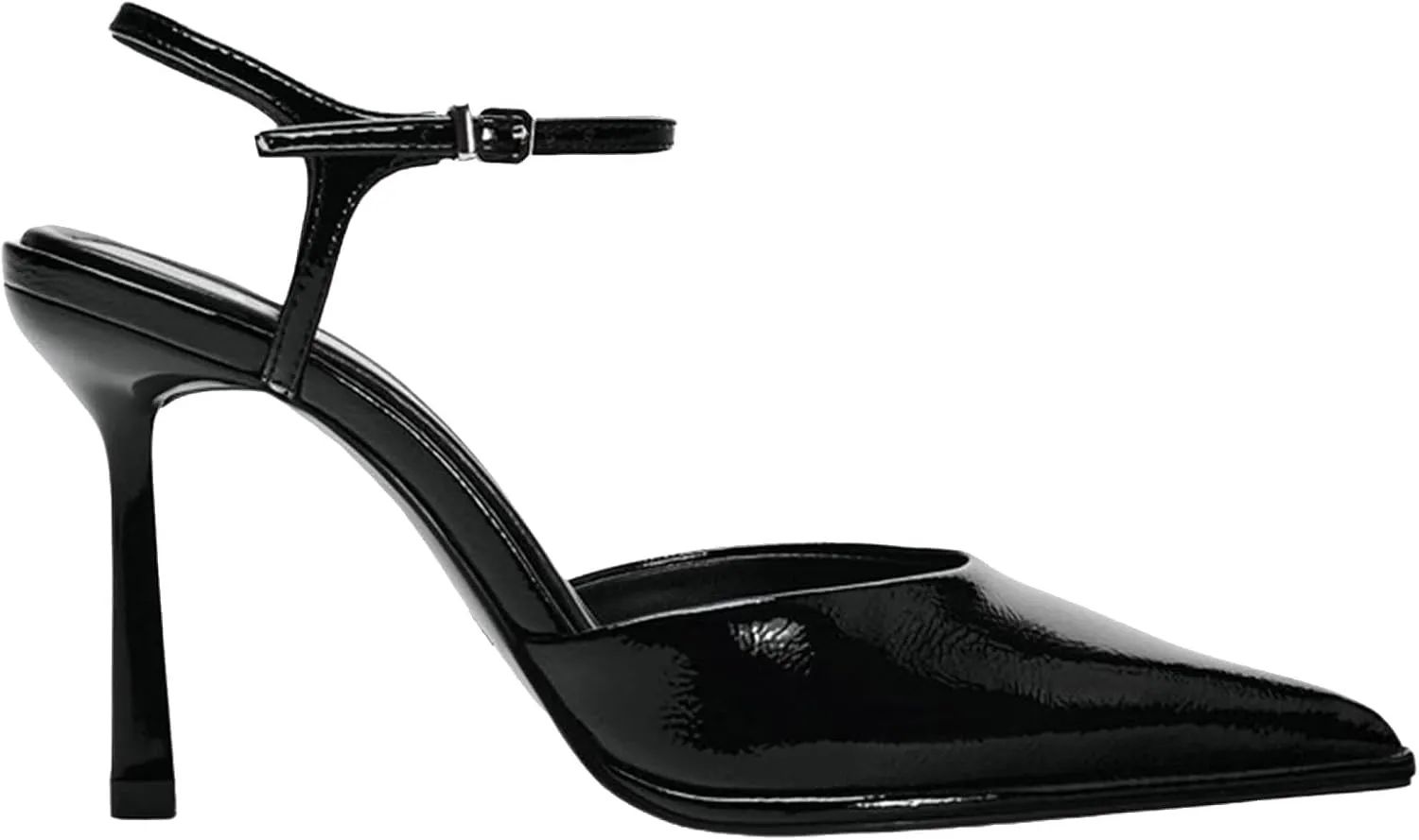 Meefit Women Stiletto Platform Pumps Patent Leather Ankle Strap Floral Print Pumps High Heels