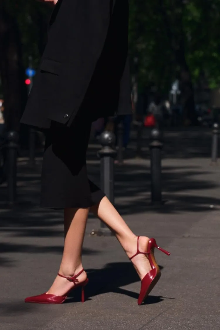 Meefit Women Stiletto Platform Pumps Patent Leather Ankle Strap Floral Print Pumps High Heels