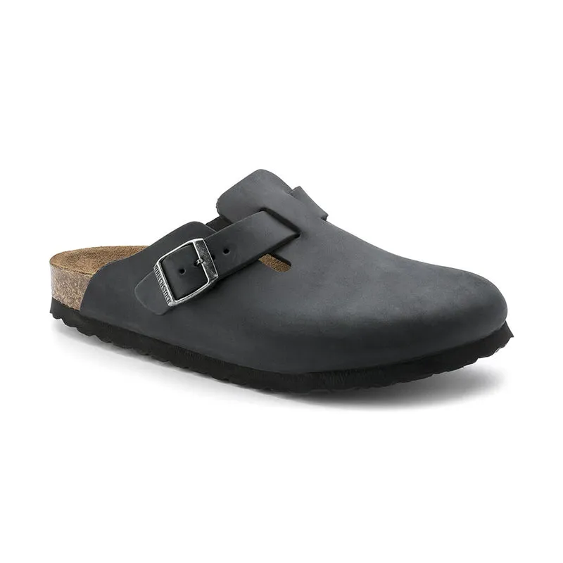 Men's Boston Black Oiled Leather Easy Lifestyle Slip