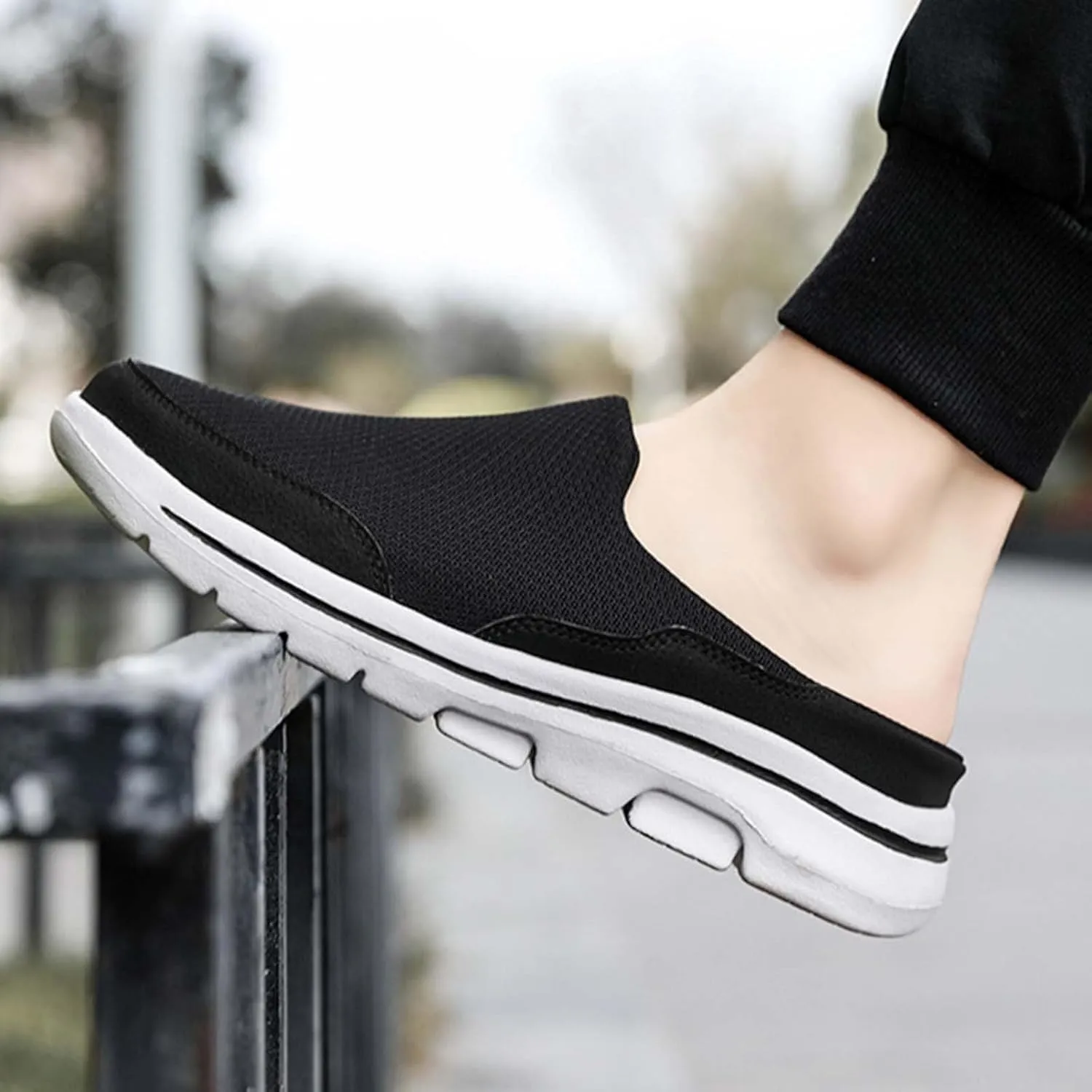 Men's Breathable Barefoot Shoes Soft Flat Soled Slip On Mesh Shoes Heelless Walking Shoes Business Walking Men