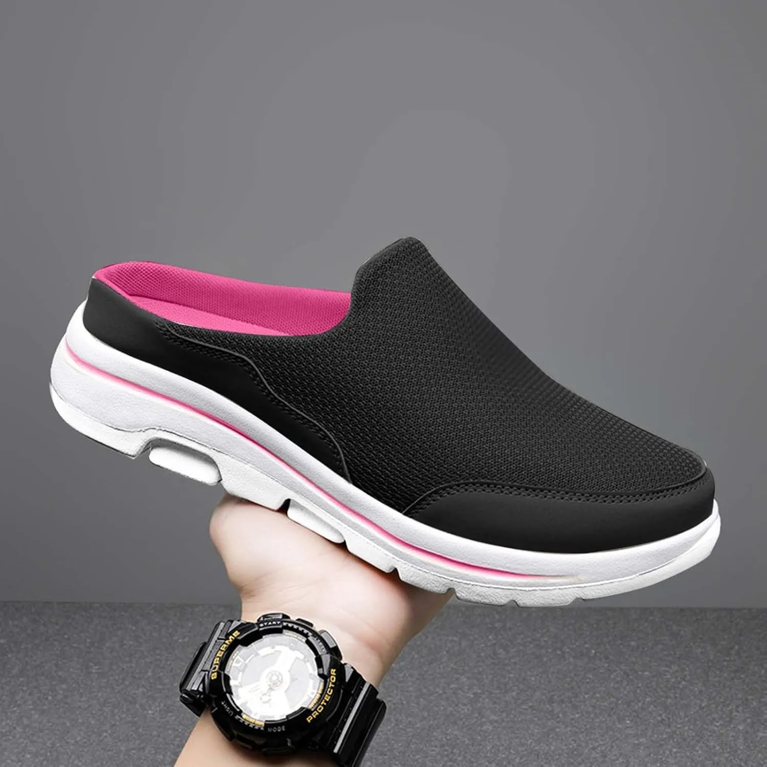 Men's Breathable Barefoot Shoes Soft Flat Soled Slip On Mesh Shoes Heelless Walking Shoes Business Walking Men