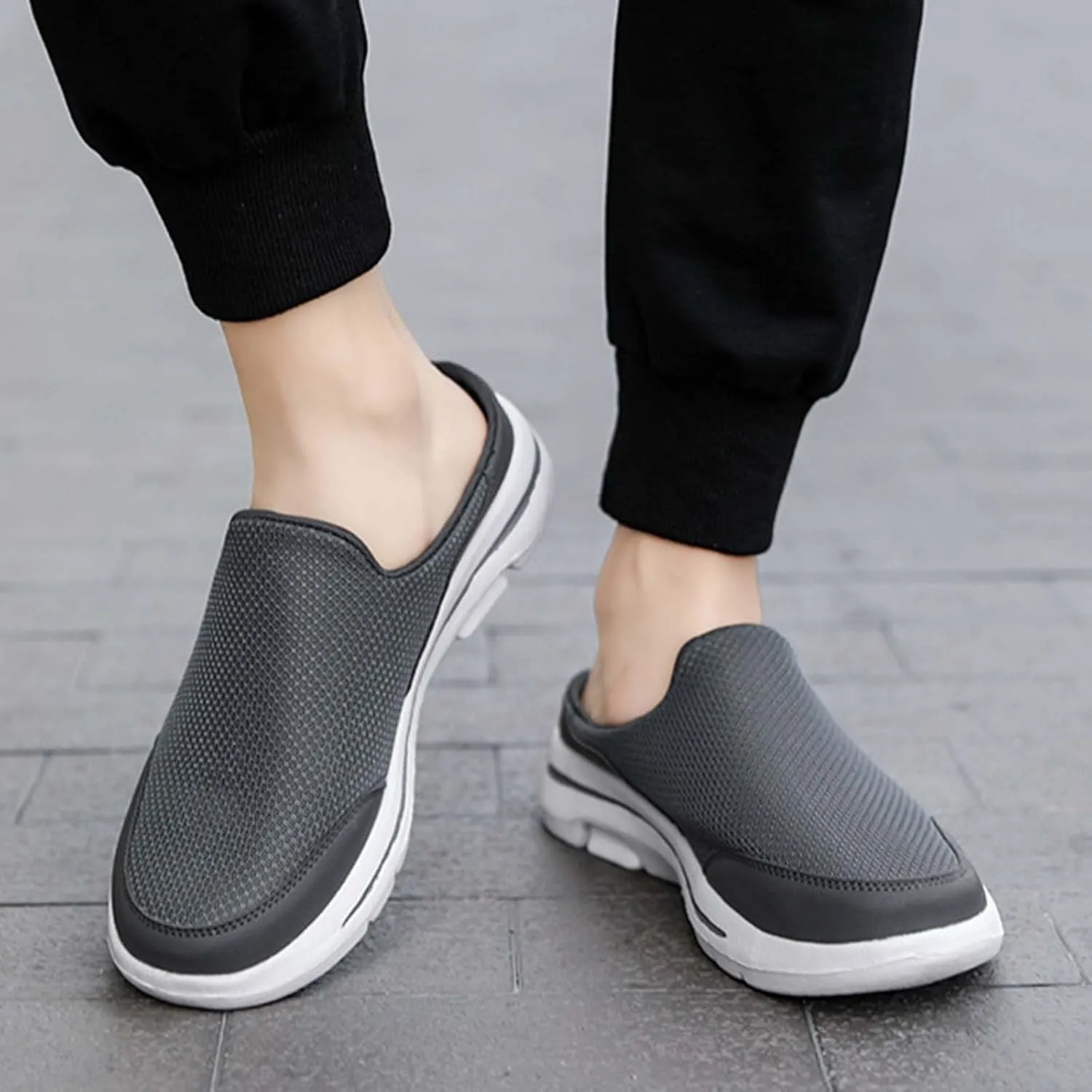 Men's Breathable Barefoot Shoes Soft Flat Soled Slip On Mesh Shoes Heelless Walking Shoes Business Walking Men