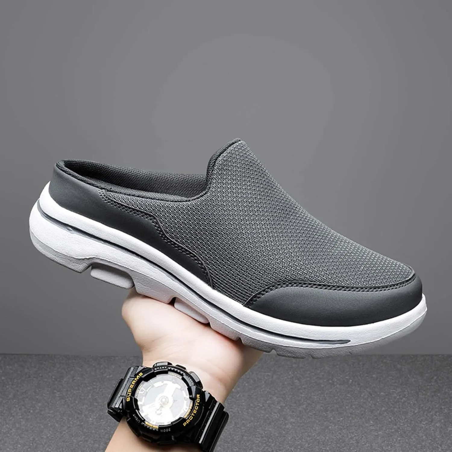 Men's Breathable Barefoot Shoes Soft Flat Soled Slip On Mesh Shoes Heelless Walking Shoes Business Walking Men