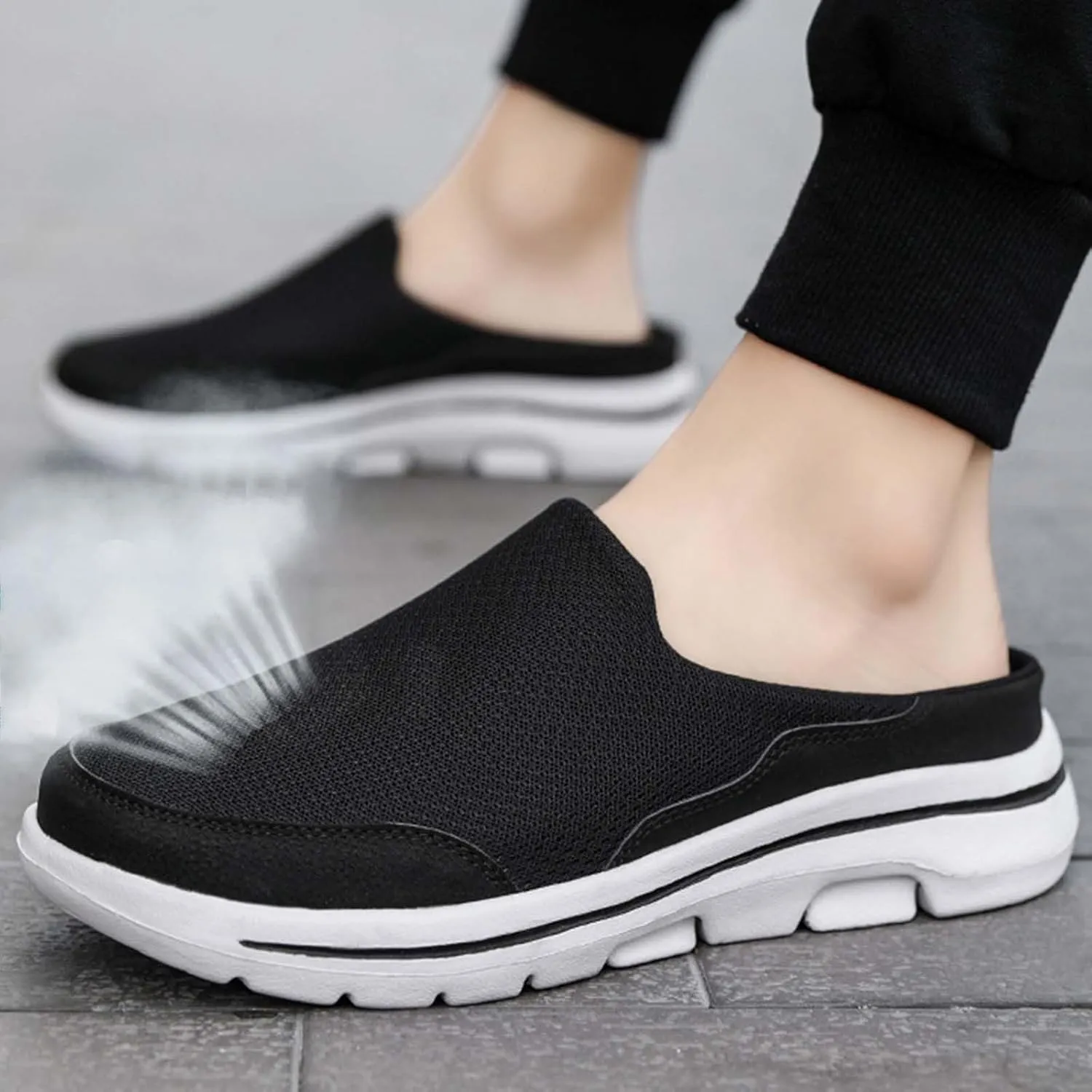 Men's Breathable Barefoot Shoes Soft Flat Soled Slip On Mesh Shoes Heelless Walking Shoes Business Walking Men