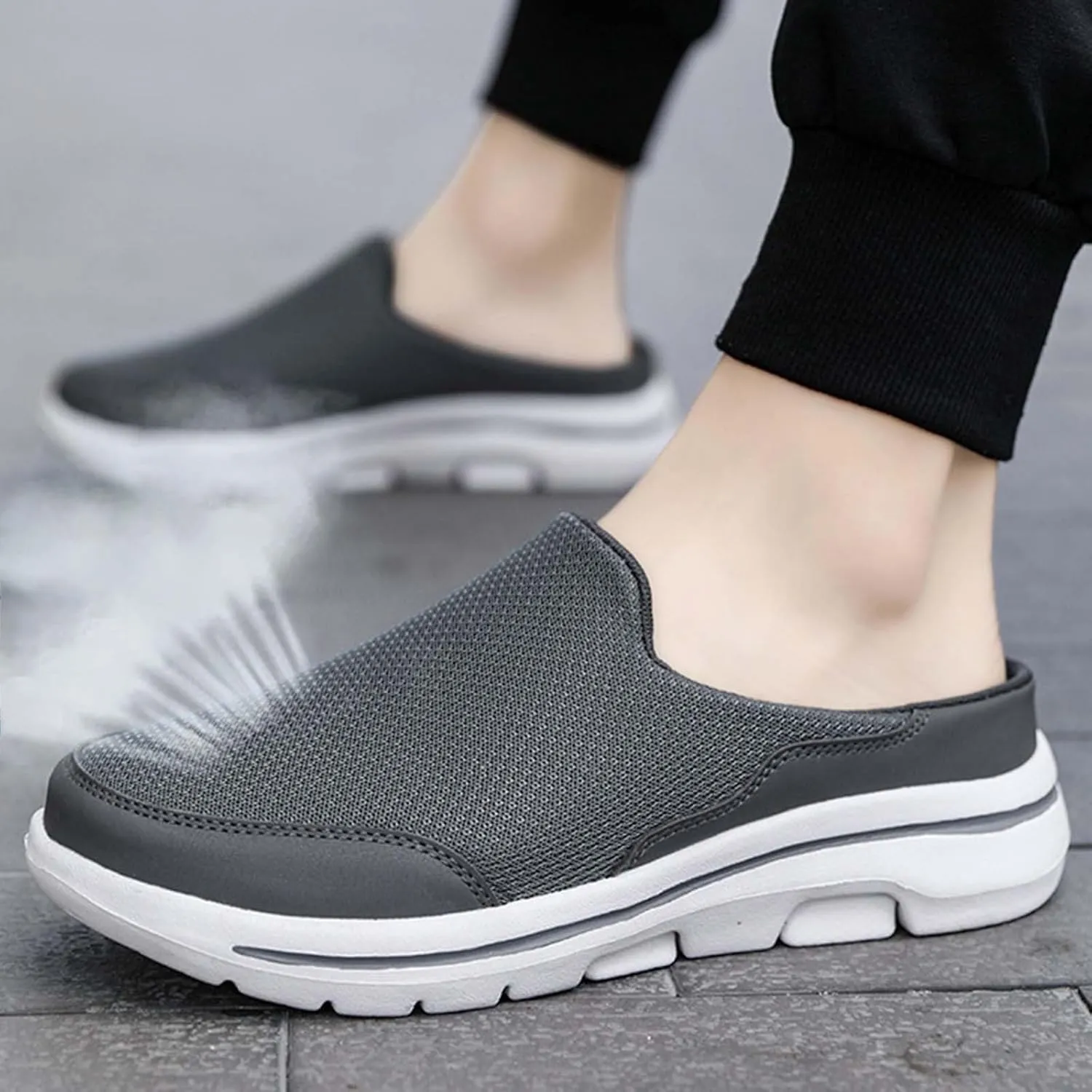 Men's Breathable Barefoot Shoes Soft Flat Soled Slip On Mesh Shoes Heelless Walking Shoes Business Walking Men