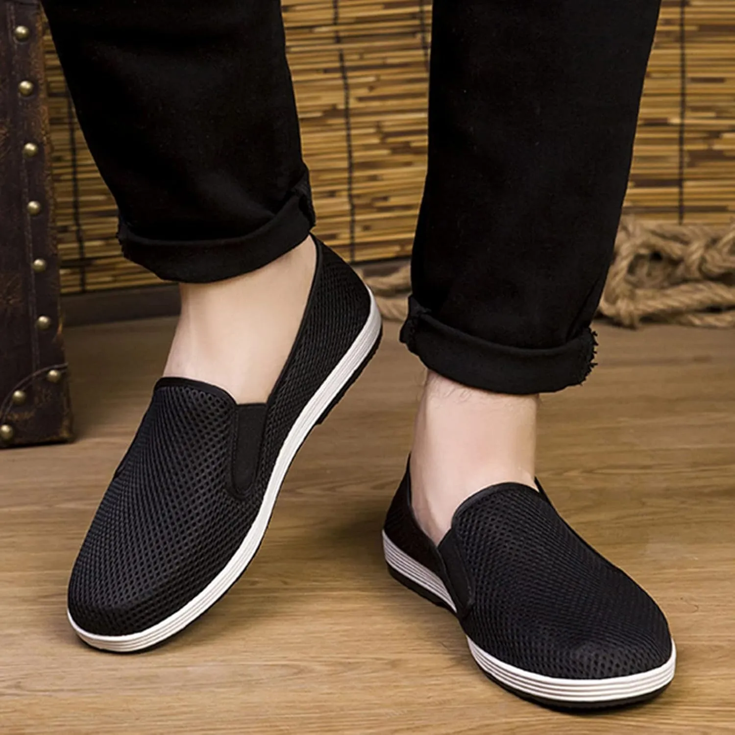 Men's Breathable Mesh Shoes Slip On Comfortable Shoes Lightweight Wide Walking Casual Breathable for Men