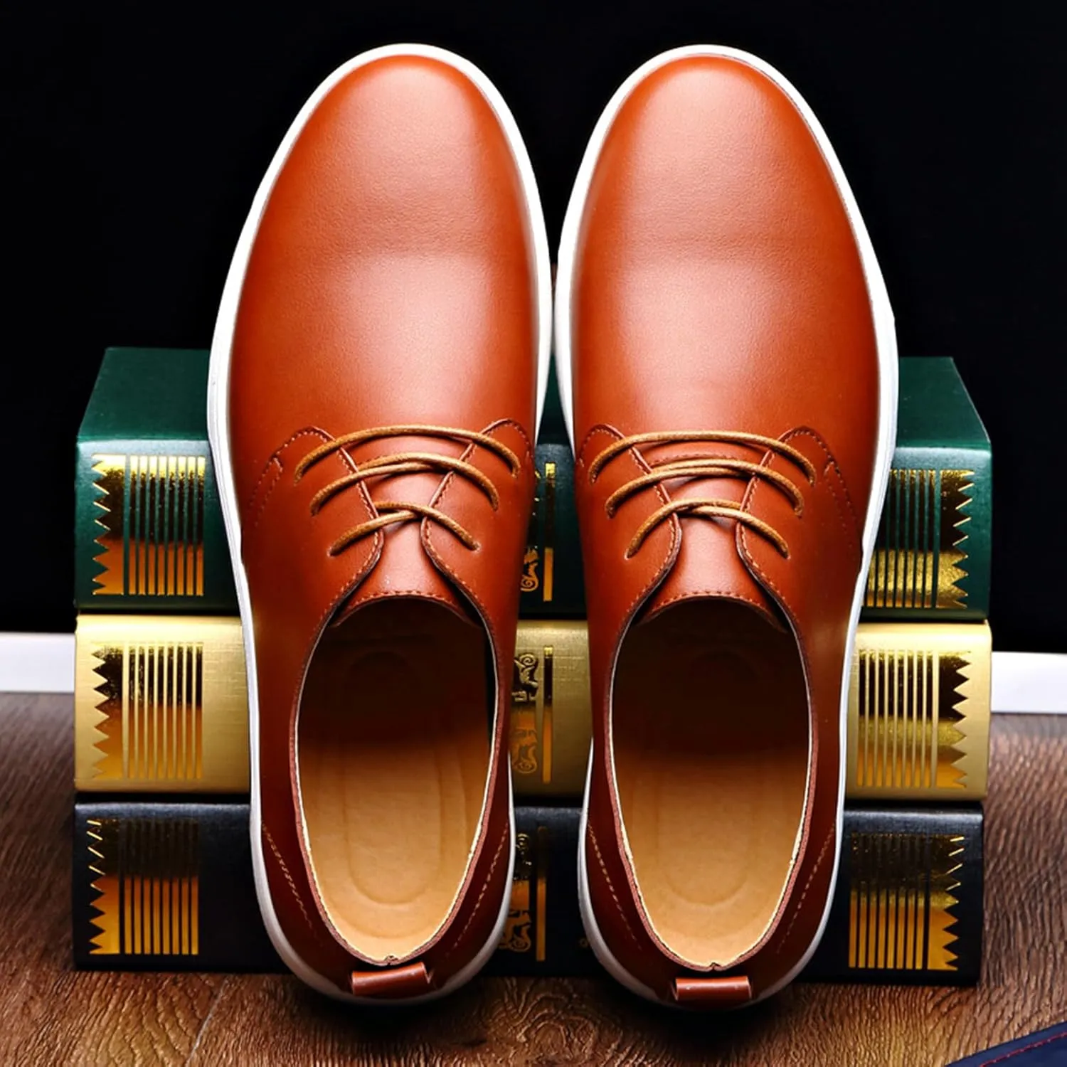 Men's Casual Oxford Shoes Walking Formal Wedding Shoes Laces-up Hollow Breathable Dress Shoes Fashion Flat Sneakers