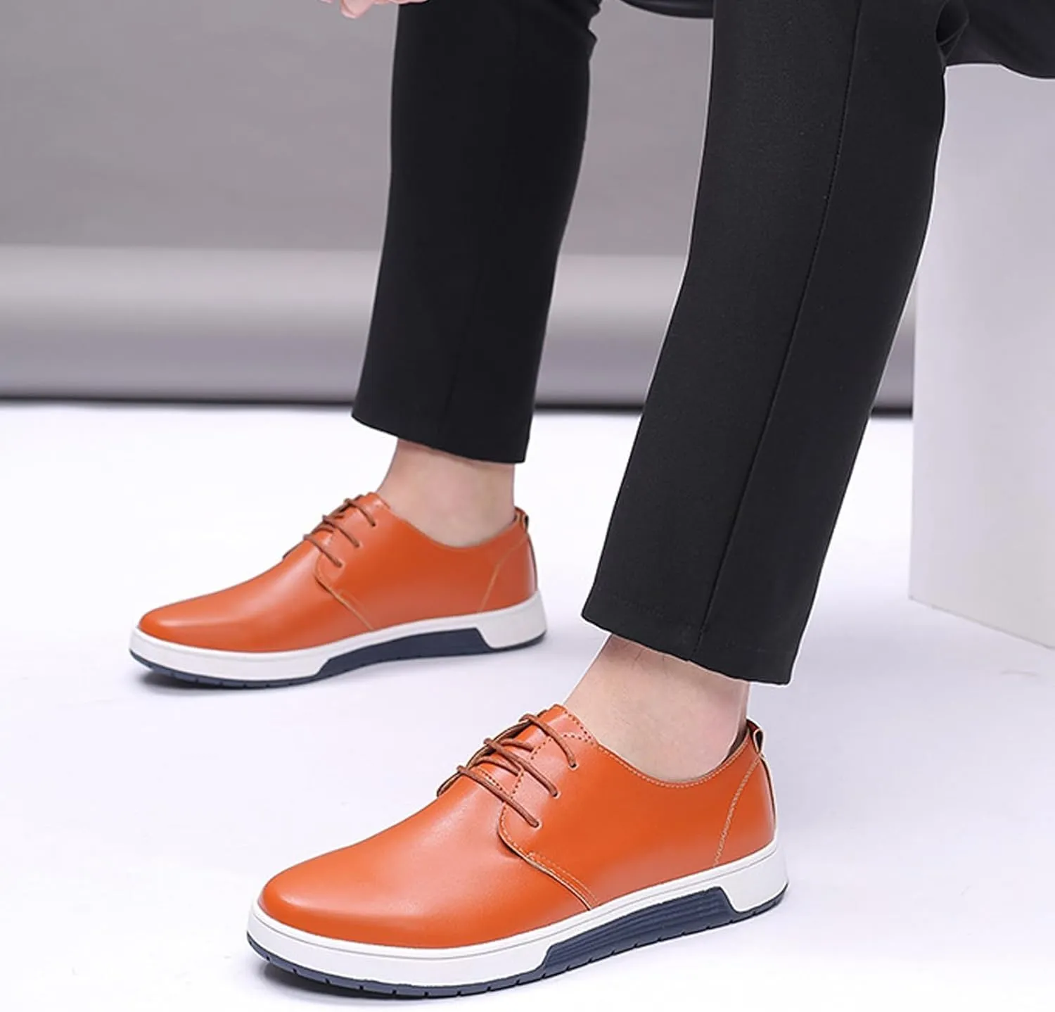 Men's Casual Oxford Shoes Walking Formal Wedding Shoes Laces-up Hollow Breathable Dress Shoes Fashion Flat Sneakers