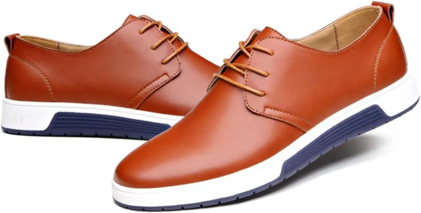 Men's Casual Oxford Shoes Walking Formal Wedding Shoes Laces-up Hollow Breathable Dress Shoes Fashion Flat Sneakers