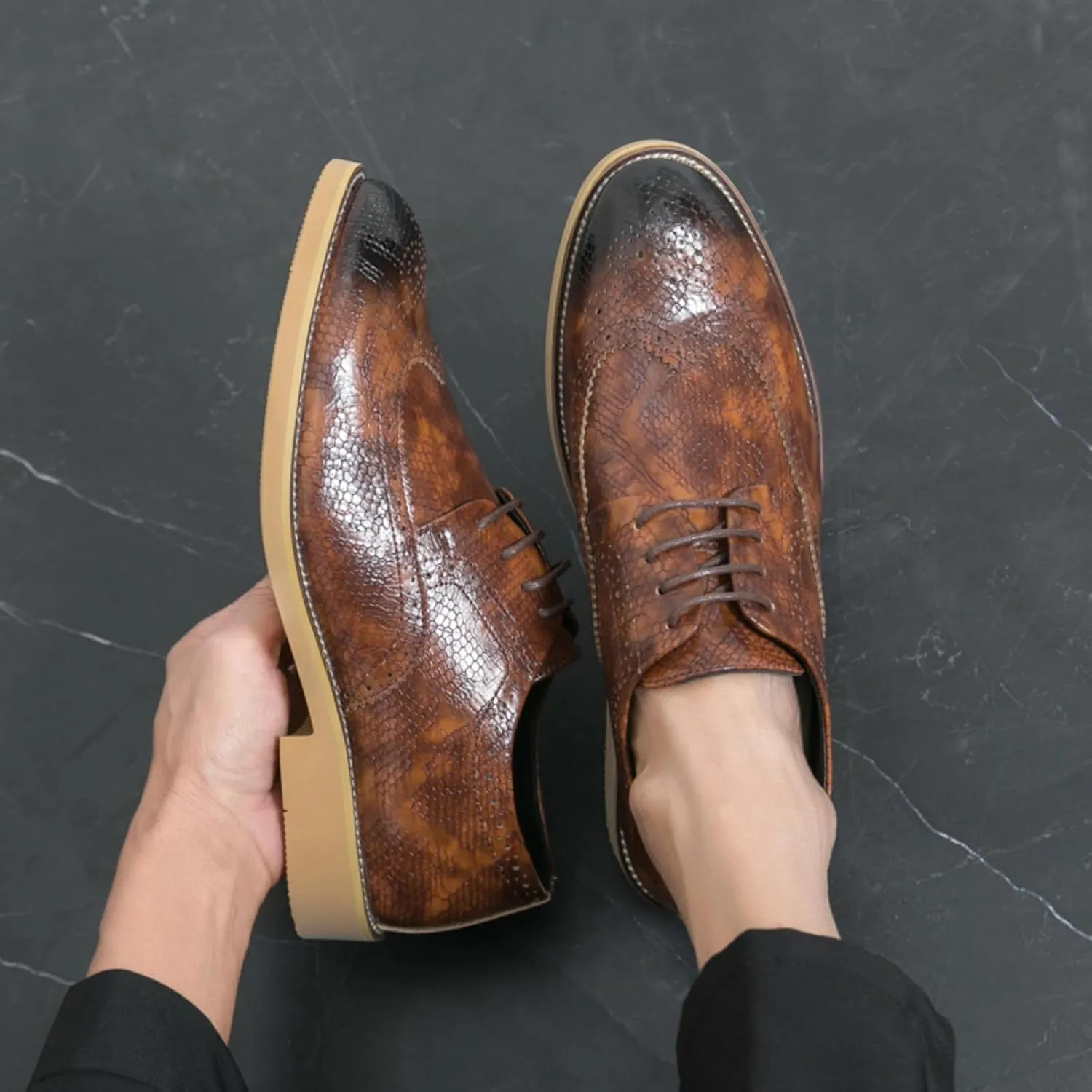 Men's Casual Oxfords Plain Toe Business Formal Dress Shoes