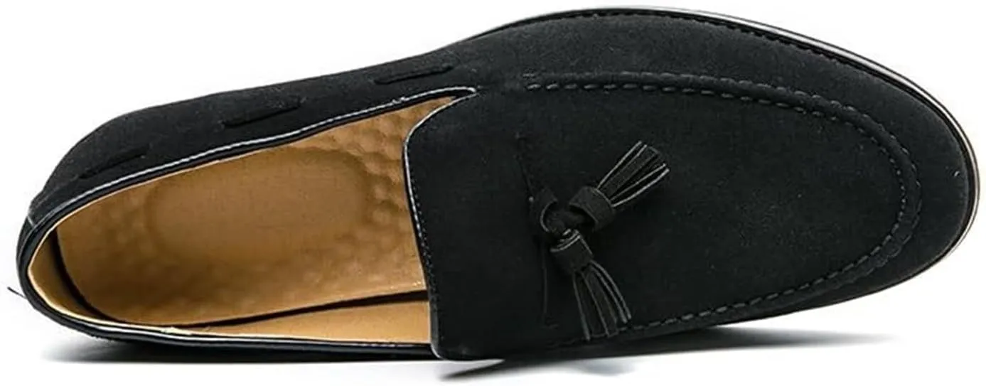 Men's Casual Tassel Loafers Slip On Driving Shoes Fashion Lightweight Shoes Hand-Sewn Suede Penny Loafers Shoes Business Chunky Heel Dress Shoes Outdoor Walking Office Work Shoes for Men