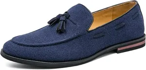 Men's Casual Tassel Loafers Slip On Driving Shoes Fashion Lightweight Shoes Hand-Sewn Suede Penny Loafers Shoes Business Chunky Heel Dress Shoes Outdoor Walking Office Work Shoes for Men