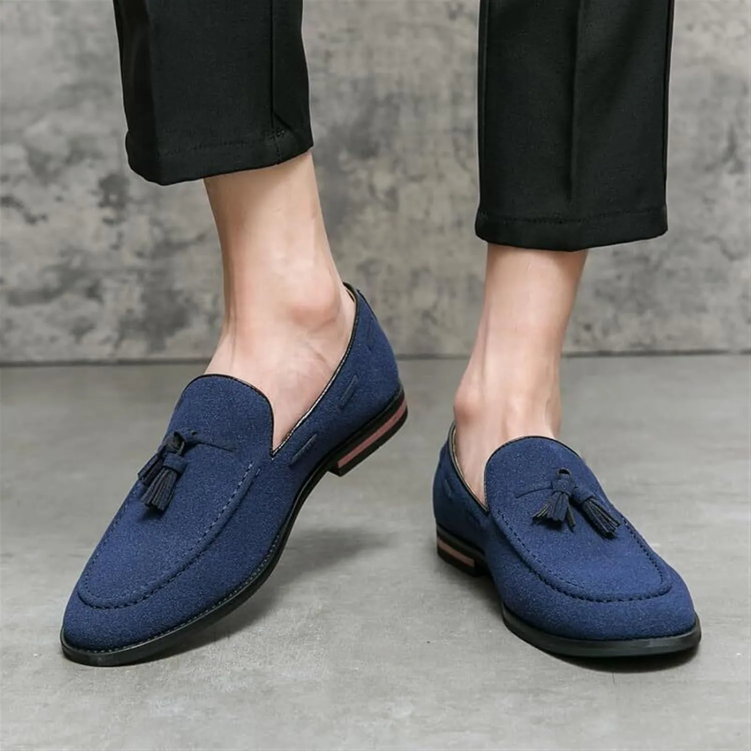 Men's Casual Tassel Loafers Slip On Driving Shoes Fashion Lightweight Shoes Hand-Sewn Suede Penny Loafers Shoes Business Chunky Heel Dress Shoes Outdoor Walking Office Work Shoes for Men