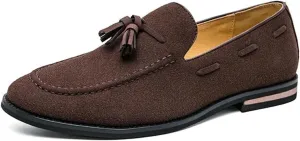 Men's Casual Tassel Loafers Slip On Driving Shoes Fashion Lightweight Shoes Hand-Sewn Suede Penny Loafers Shoes Business Chunky Heel Dress Shoes Outdoor Walking Office Work Shoes for Men