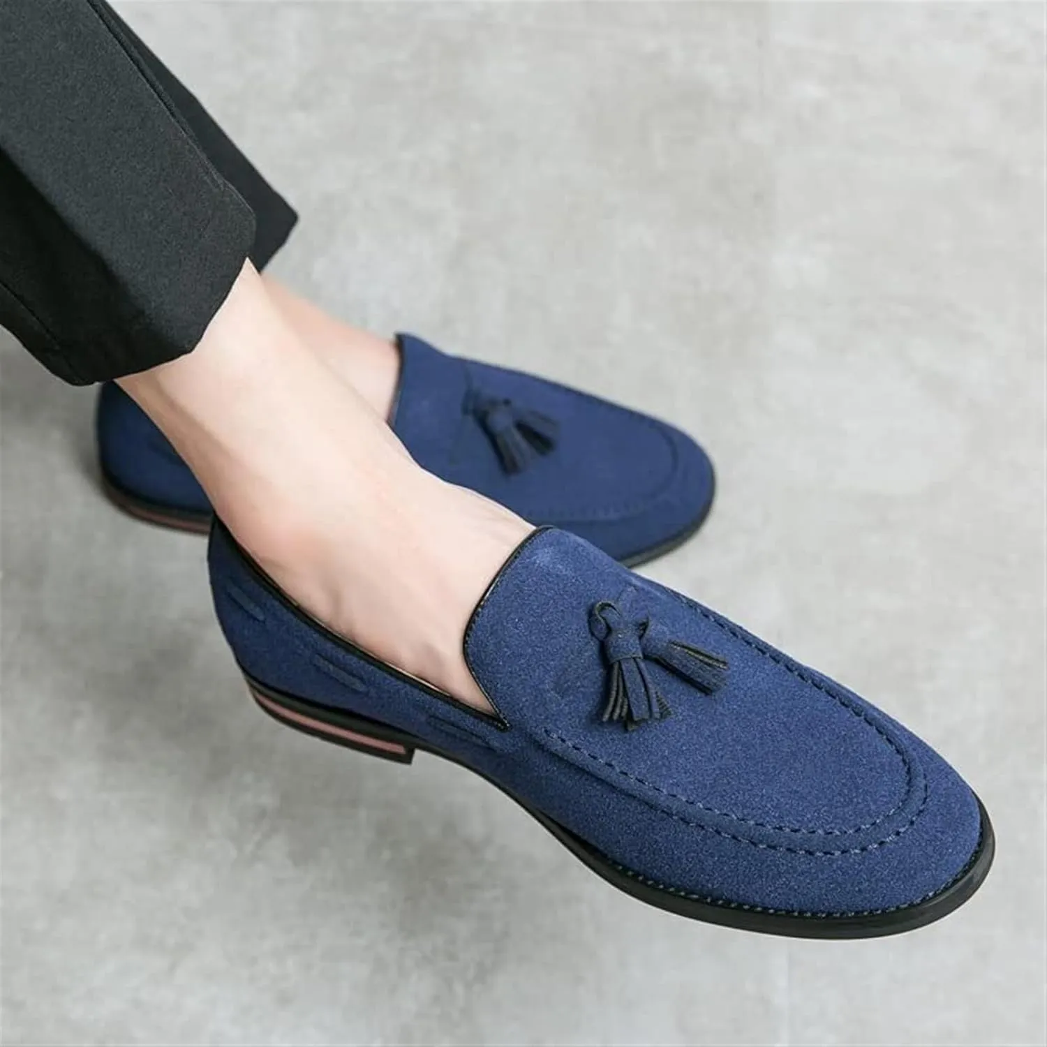 Men's Casual Tassel Loafers Slip On Driving Shoes Fashion Lightweight Shoes Hand-Sewn Suede Penny Loafers Shoes Business Chunky Heel Dress Shoes Outdoor Walking Office Work Shoes for Men