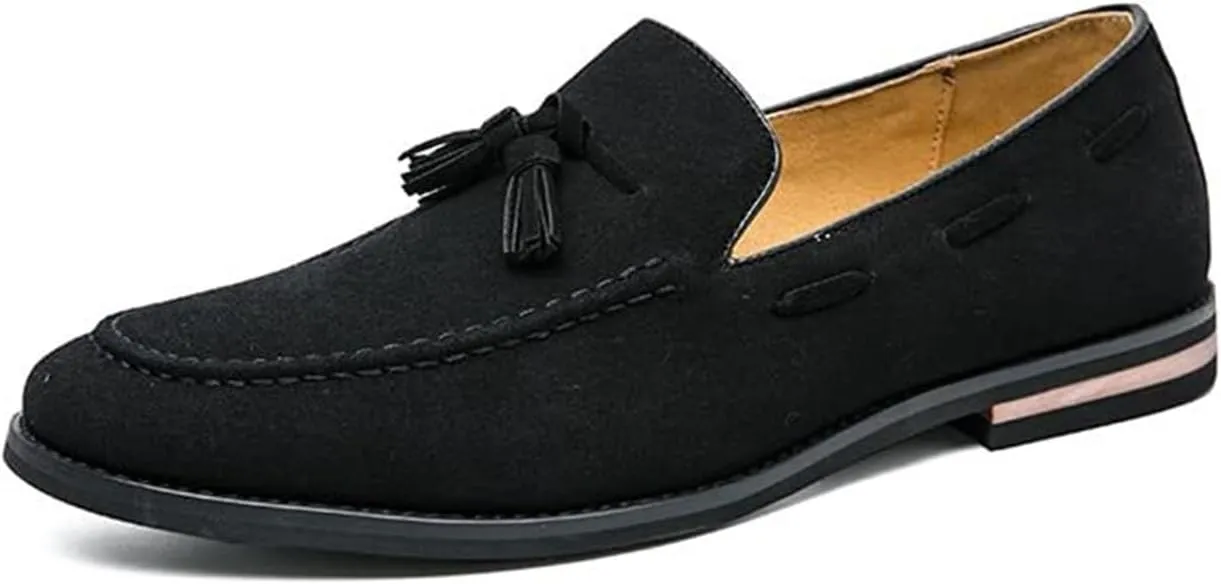 Men's Casual Tassel Loafers Slip On Driving Shoes Fashion Lightweight Shoes Hand-Sewn Suede Penny Loafers Shoes Business Chunky Heel Dress Shoes Outdoor Walking Office Work Shoes for Men