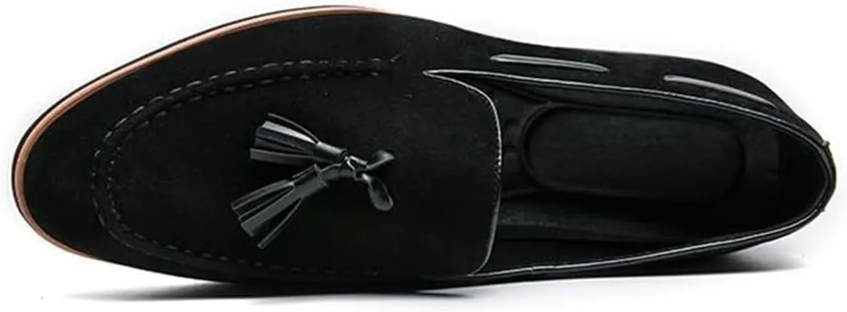 Men's Casual Tassel Loafers Slip On Driving Shoes Fashion Lightweight Shoes Hand-Sewn Suede Penny Loafers Shoes Business Dress Shoes for Prom Office Work