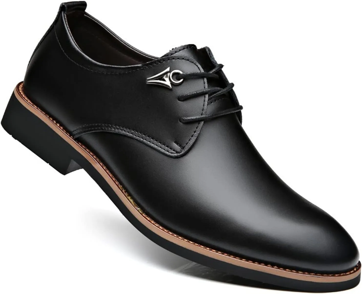 Mens Dress Shoes Men's Black Leather Solid Color Breathable Men's Shoes(9.5)