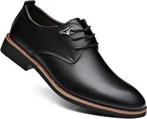 Mens Dress Shoes Men's Black Leather Solid Color Breathable Men's Shoes(9.5)