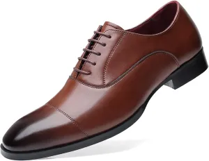 Mens Dress Shoes Men's Casual Leather Shoes Pointed Breathable Low top Shoes(10.5)