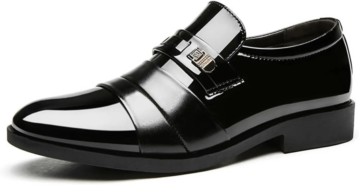 Mens Dress Slip On Loafer Shoes Patent Leather Comfortable Dress Shoes for Men Formal Business Work Shoes