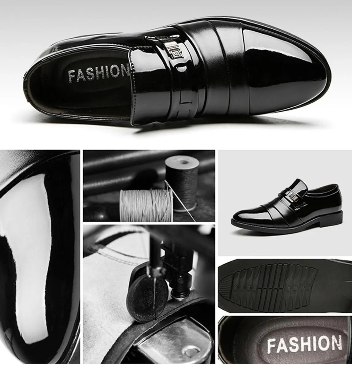 Mens Dress Slip On Loafer Shoes Patent Leather Comfortable Dress Shoes for Men Formal Business Work Shoes