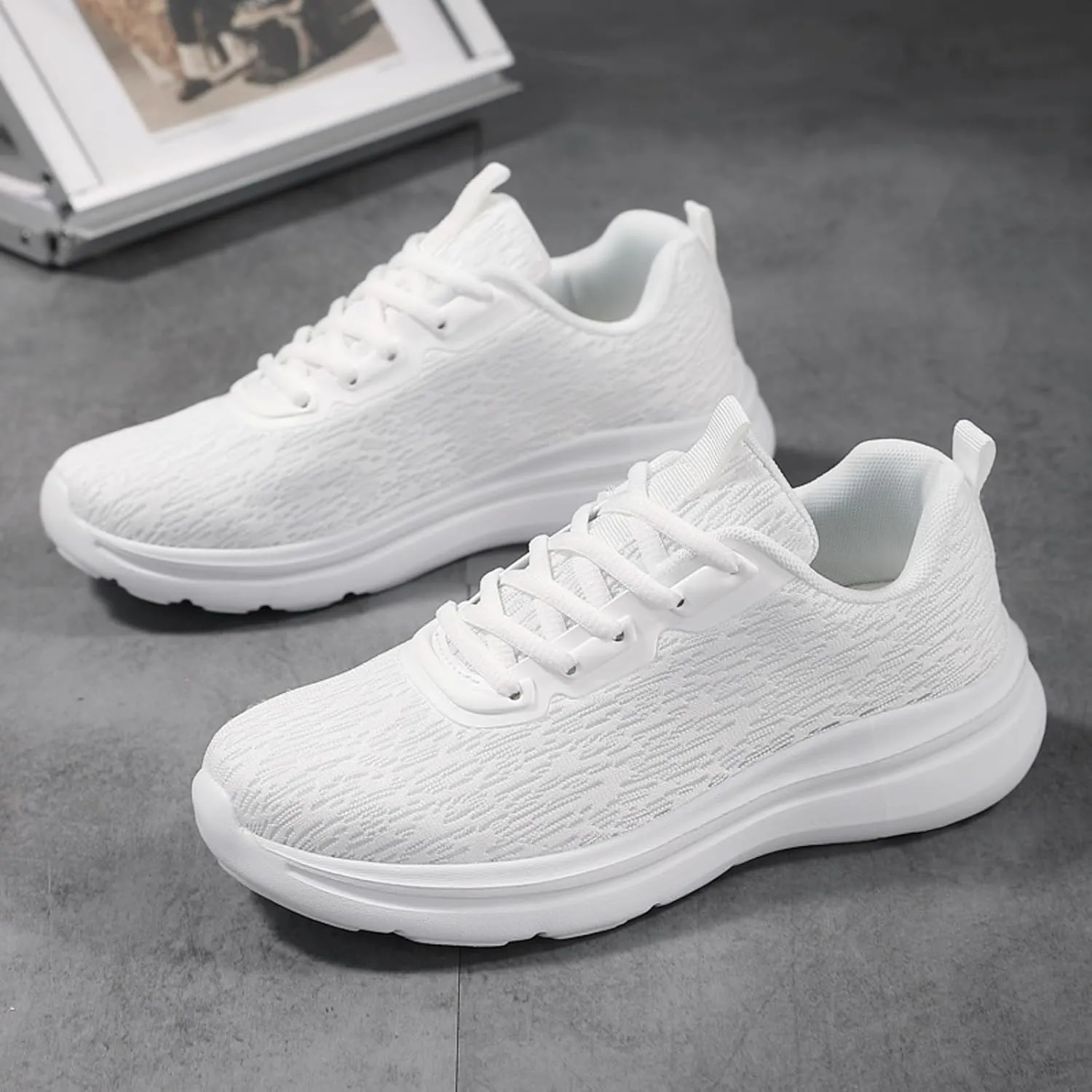 Men's Fashion Sneakers Mens Shoes Casual Lightweight Breathable Walking Shoes Gym Tennis Athletic Leather Sneakers Breathable Casual Walking White Non Slip