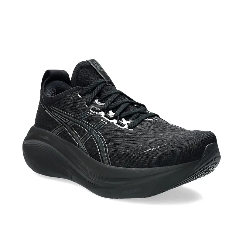Men's Gel-Nimbus 27 (WIDE) Black/Graphite Grey zip - closure shoes