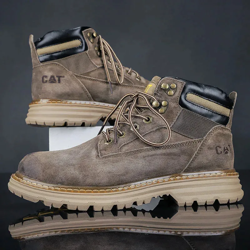 Men's Leather Martin Boots Workwear Outdoor Walking Anti Slip Work Shoes
