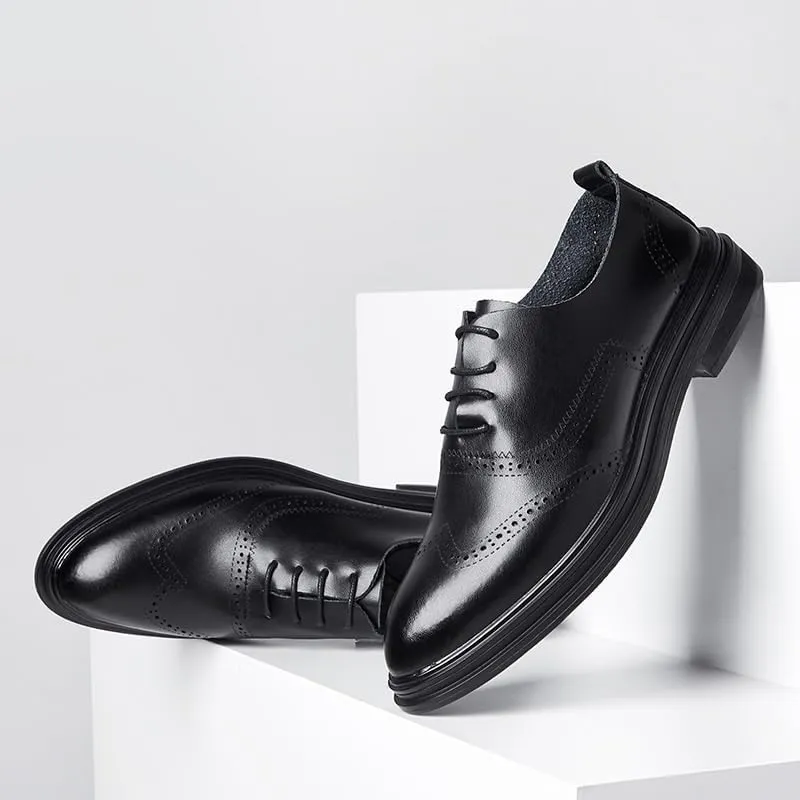 Mens Leather Shoes Office Classic Formal Oxford Brogue Business Shoes Lightweight