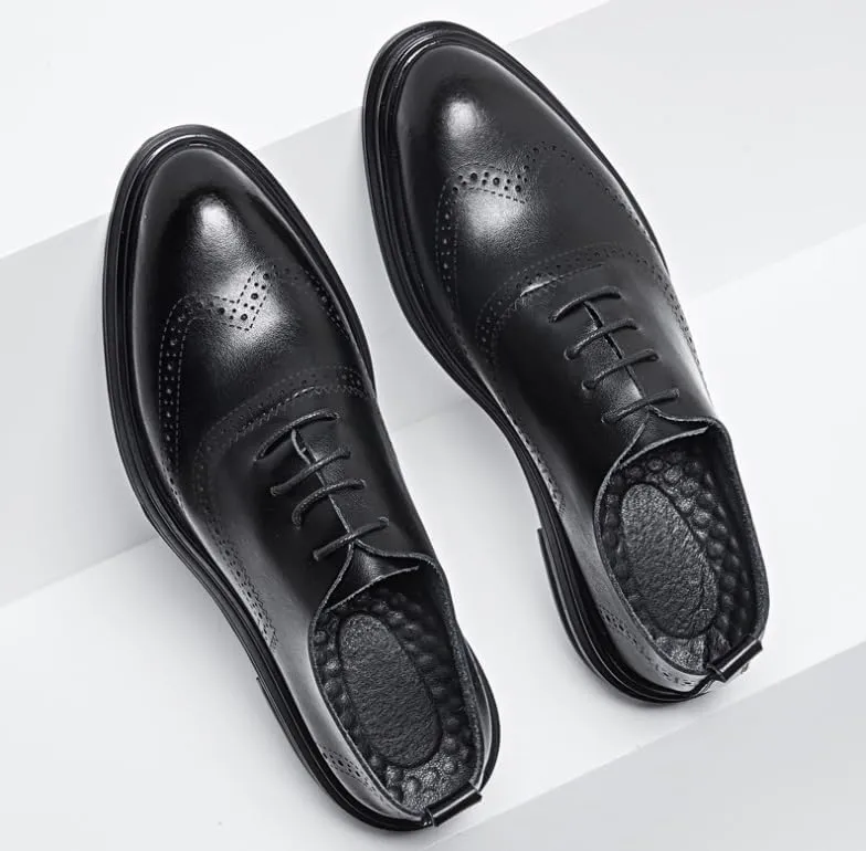 Mens Leather Shoes Office Classic Formal Oxford Brogue Business Shoes Lightweight