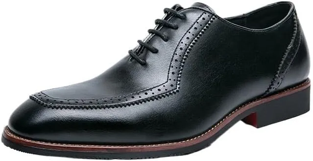 Men's Leather Slip-On Orthopedic Oxford Shoes - Fashion Round Toe Lace-Up Non-Slip Casual Sneakers for Driving Office Business Dress