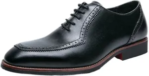 Men's Leather Slip-On Orthopedic Oxford Shoes - Fashion Round Toe Lace-Up Non-Slip Casual Sneakers for Driving Office Business Dress