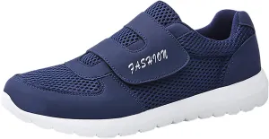 Mens Loafers & Slip-Ons Men's 2023 New Hook Loop Solid Color Fly Woven Mesh Breathable Running Shoes
