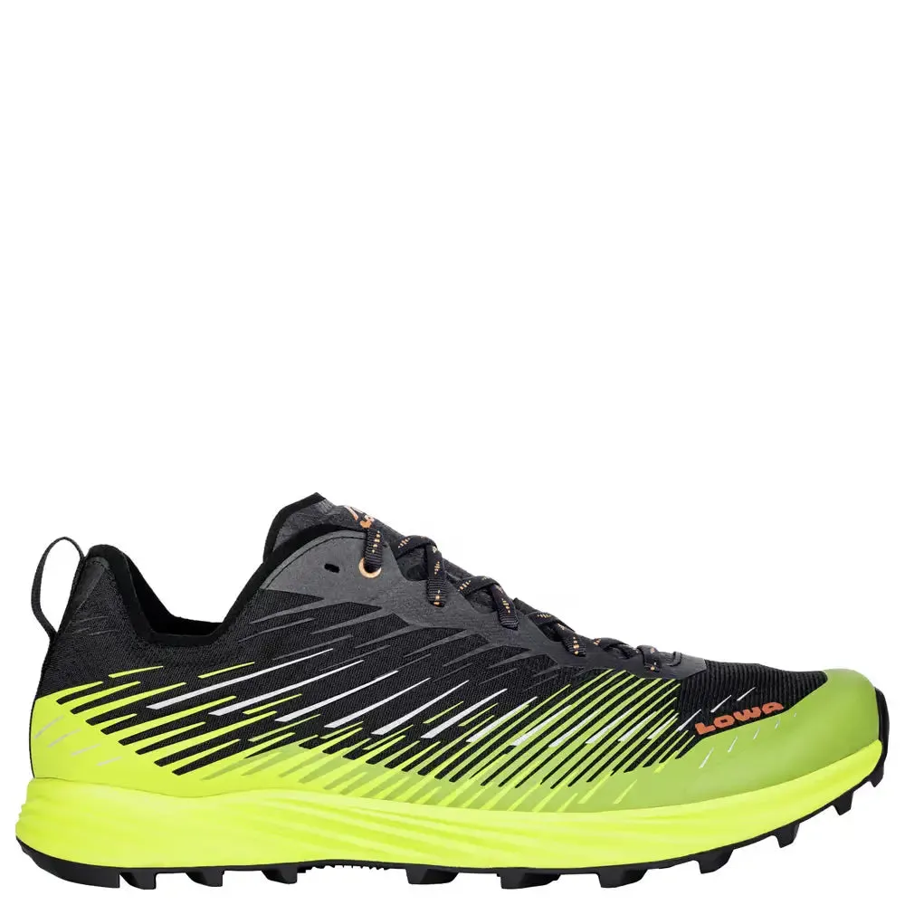 Men's Lowa Amplux Black/Lime synthetic trail sneakers Tear Resistant Upper