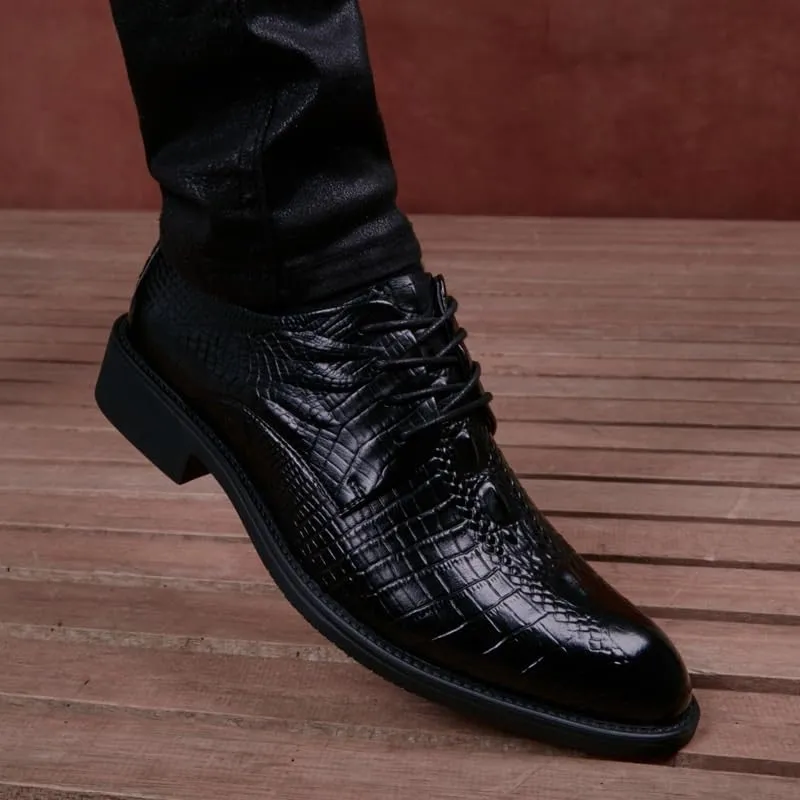 Men's Patent Leather Cap Toe Dress Shoes - Formal Oxford Business Lace-Up Soft Shoes for Men