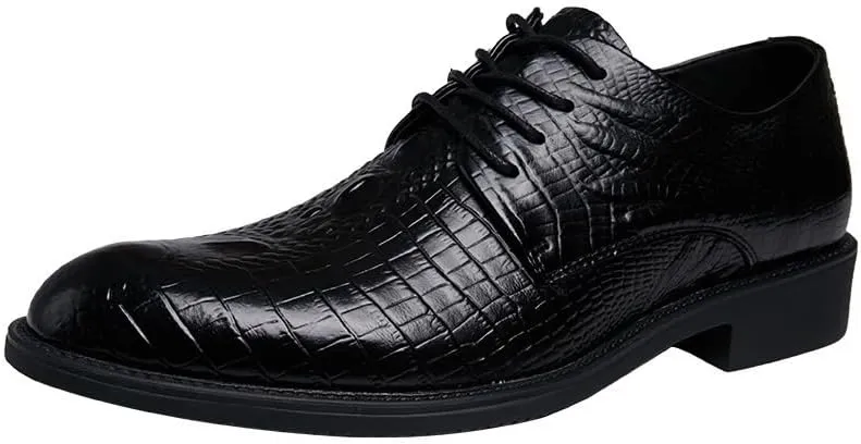 Men's Patent Leather Cap Toe Dress Shoes - Formal Oxford Business Lace-Up Soft Shoes for Men