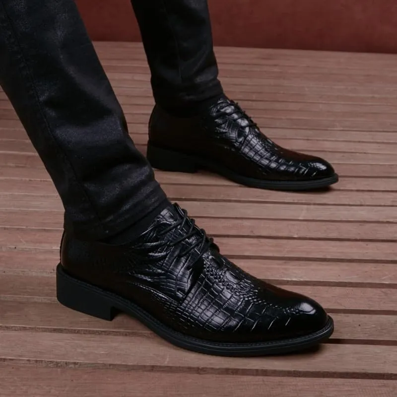 Men's Patent Leather Cap Toe Dress Shoes - Formal Oxford Business Lace-Up Soft Shoes for Men