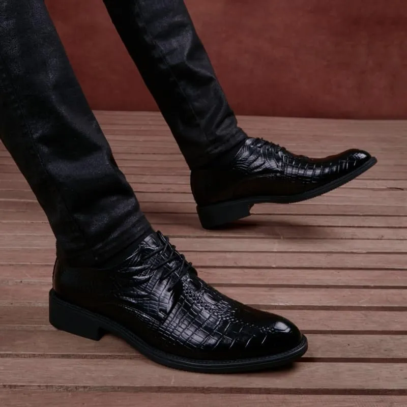 Men's Patent Leather Cap Toe Dress Shoes - Formal Oxford Business Lace-Up Soft Shoes for Men