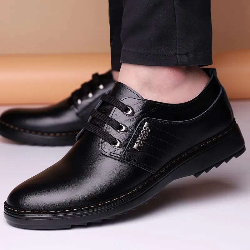 Men's Patent Leather Formal Business Oxford Dress Shoes Comfortable Wide Round Toe Lug Sole Formal Business Work Shoes Non-Slip Soft Bottom Casual Shoes