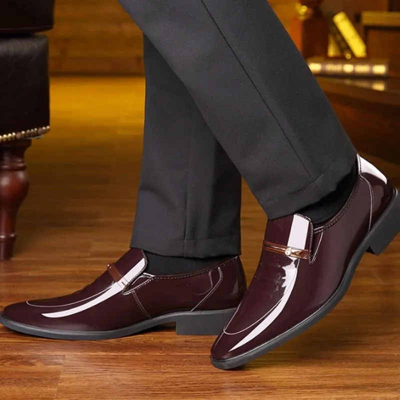 Men's Patent Leather Formal Business Oxford Dress Shoes Comfortable Wide Round Toe Lug Sole Formal Business Work Shoes Non-Slip Soft Bottom Casual Shoes