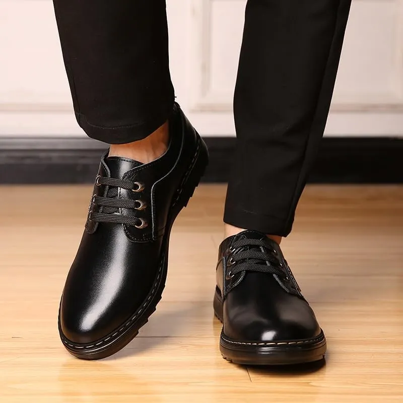 Men's Patent Leather Formal Business Oxford Dress Shoes Comfortable Wide Round Toe Lug Sole Formal Business Work Shoes Non-Slip Soft Bottom Casual Shoes