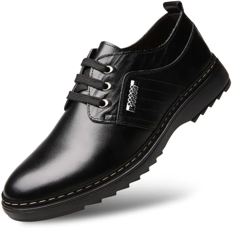 Men's Patent Leather Formal Business Oxford Dress Shoes Comfortable Wide Round Toe Lug Sole Formal Business Work Shoes Non-Slip Soft Bottom Casual Shoes