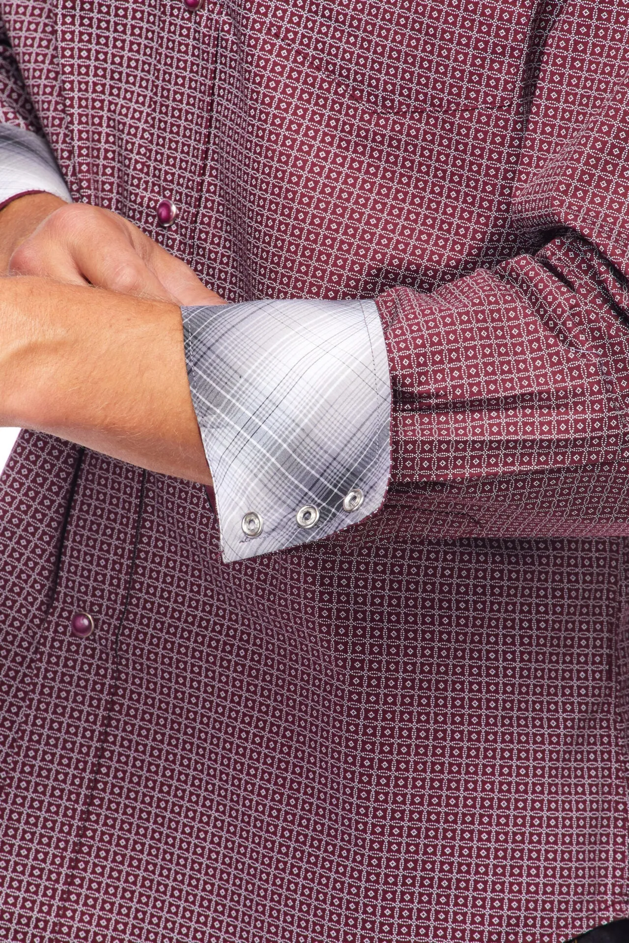 Men's Rodeo Burgundy & White Western Shirt