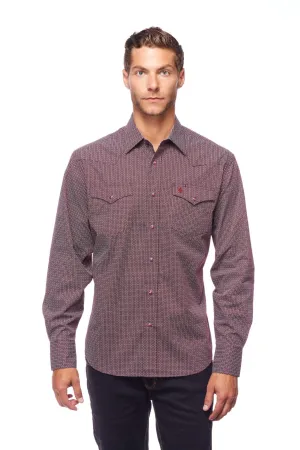 Men's Rodeo Burgundy & White Western Shirt