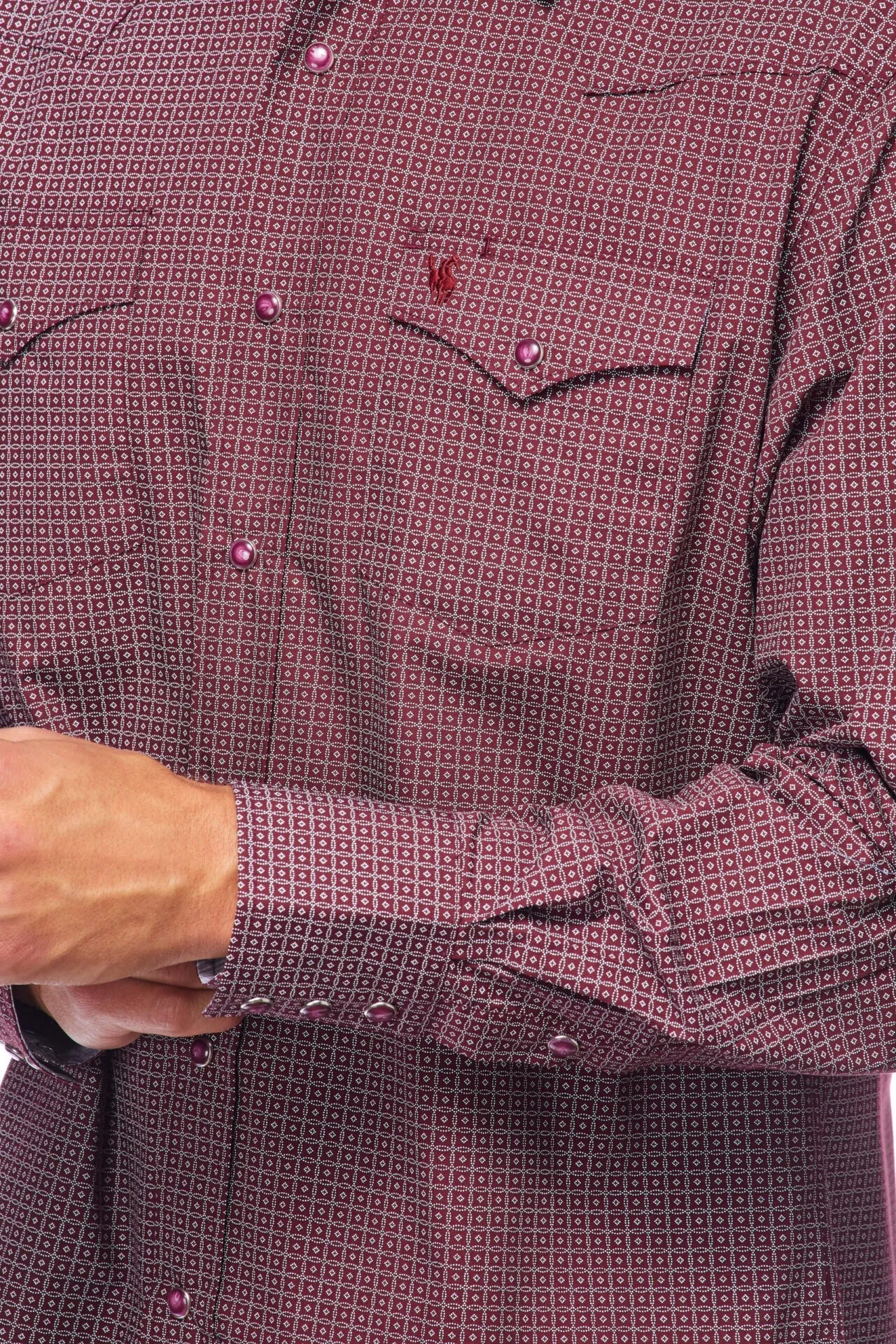 Men's Rodeo Burgundy & White Western Shirt